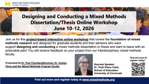 Flyer for Summer 2026 Mixed Methods Dissertation/Thesis Workshop