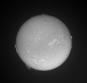 Photograph of the sun through a solar telescope