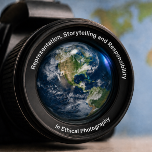 illustration of camera lens reflecting the earth
