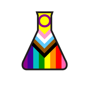 QueST logo showing a pride flag in the shape of a lab flask