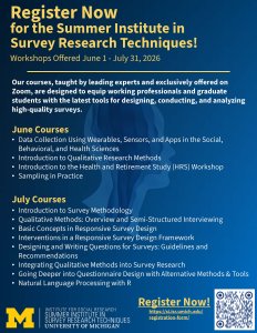 List of courses presented by the Summer Institute in Survey Methodology
