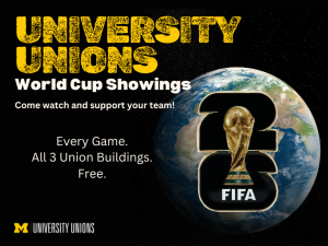 Every Game, all three buildings, free watch parties for the FIFA world cup matches