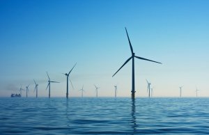 Offshore windmills at twilight