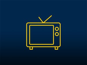 An outline of a console TV