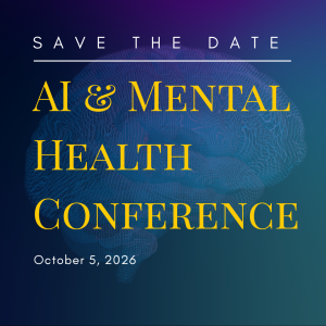 Save the date graphic for the AI and Mental Health Conference