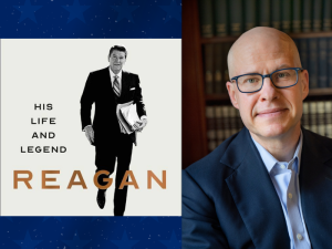 a photo of the author Max Boot next to the book jacket for the book he will be discussing.