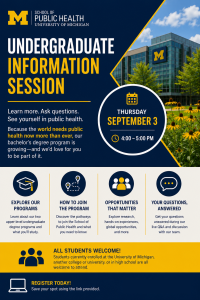 Join us for the Public Health Information Session on Thursday, September 3 from 4 to 5 pm!