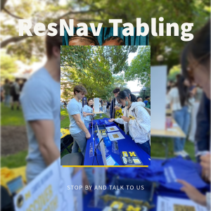 Top photo is students who are in-focus tabling at Festifall on the Diag; lower photo is blurred.