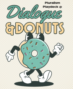 Pluralism Playdeck at Dialogue and Donuts.  Picture of sprinkled donut.