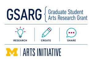 University of Michigan Arts Initiative Graduate Student Arts Research Grant (GSARG) logo, featuring the program name in dark blue serif lettering with the acronym “GSARG” beneath it.
