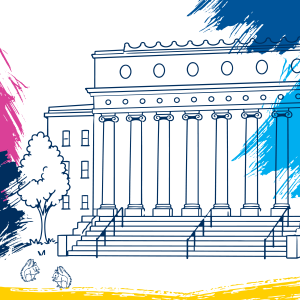 Illustration of Angell Hall front entrance