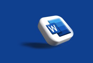 MS Word icon in 3D. My 3D work may be seen in the section titled
