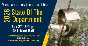 Informational text and photo invitation for the Physics State of Department Address