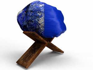 Lapis Lazuli on a rehal, the traditional folding book holder for the Qur'an