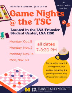 Game night flyer for fall 2026