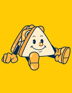 cartoon personified sandwich