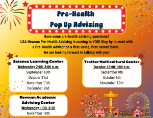 Event calendar for prehealth advising