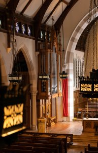 Interior of St. Andrew's Episcopal Church with the Richards-Fowkes organ