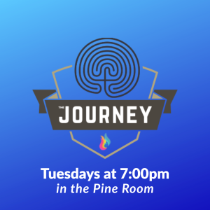A labyrinth is above the words "The Journey." This group meets Tuesdays at 7:00pm