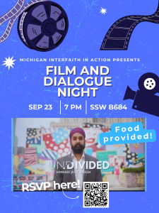 Film and Dialogue Night flyer showing Undivided documentary poster