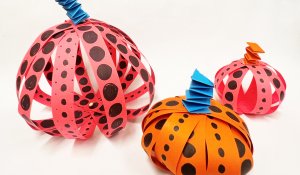 Craft pumpkin made of paper strips