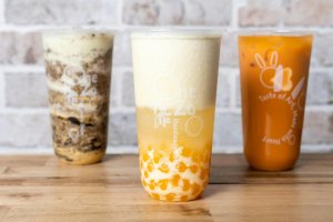 Refreshing Bubble Teas on Wooden Table in Cafe