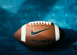 Football with blue background