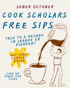 Doodle image of man pouring giant carafe of coffee into mug.