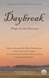 Event poster featuring a painting of a morning sky in the country - "Landscape" by Carl Rottman, 1835-45.