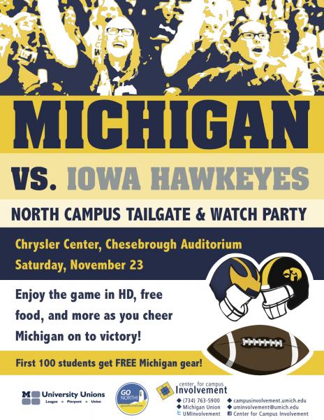 North Campus Tailgate on 9/23 in Chesebrough Auditorium