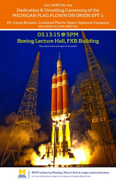 2015 UM Flag EFT-1 Ceremony poster
