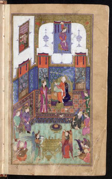 “Humay in the fairy palace,” from the Humay u Humayun of Khvaju Kirmani, copied