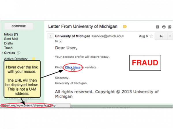 Image of fake email