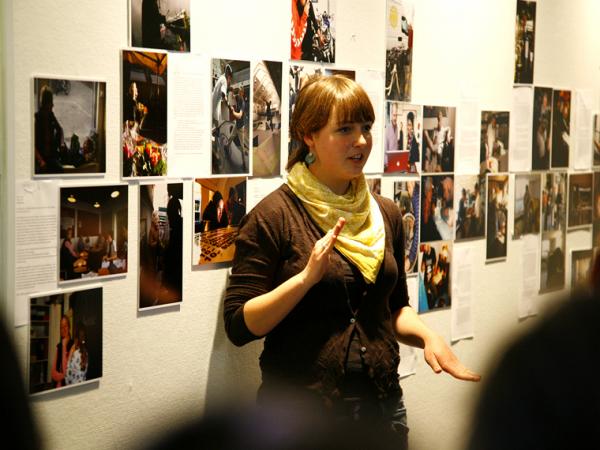 Study abroad advisor addressing students