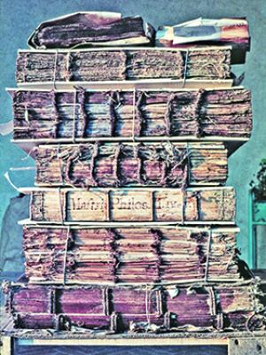 damaged bindings from the Florence Flood