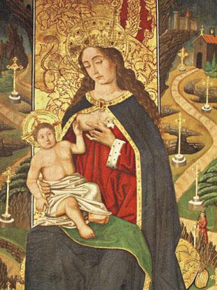 Holy family in landscape