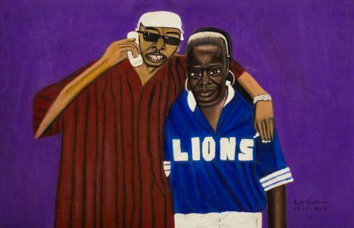 Lee Latham, Boxing Floyd Mayweather and Family, Color Pencil, 2017