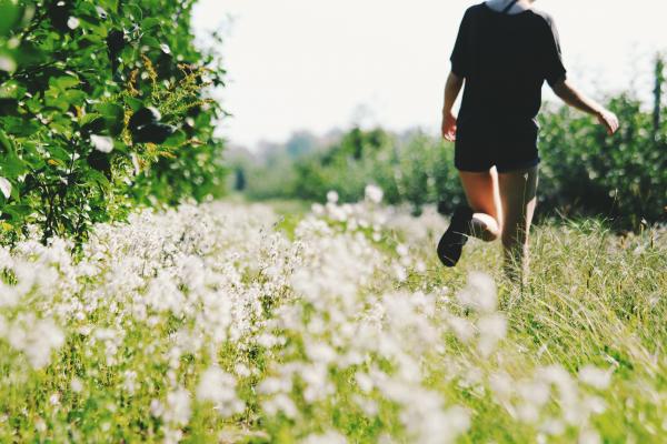 Person running in a field