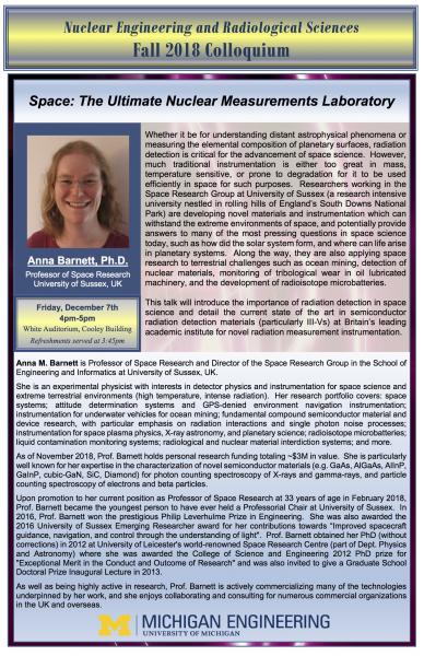 flyer of NERS Colloquium: Anna Barnett