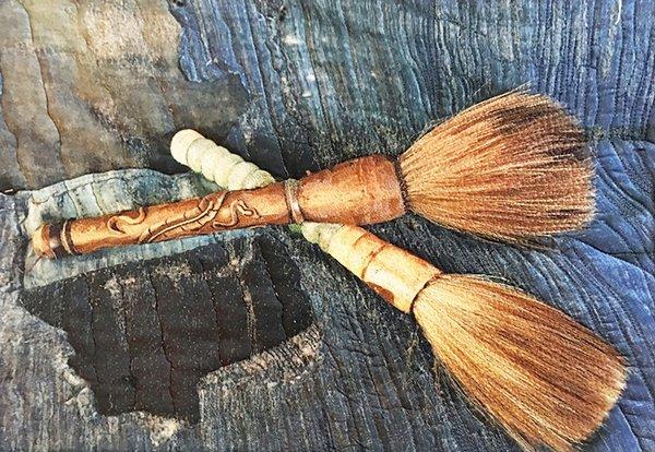 Still Life: Two Calligraphy Brushes & Boro by Barbara J. Schneider, photo by the artist. High resolution version available upon request.