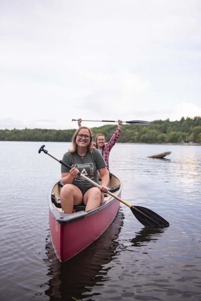 Students enjoy a canoe ride on Douglas Lake at the U-M Biological Station.