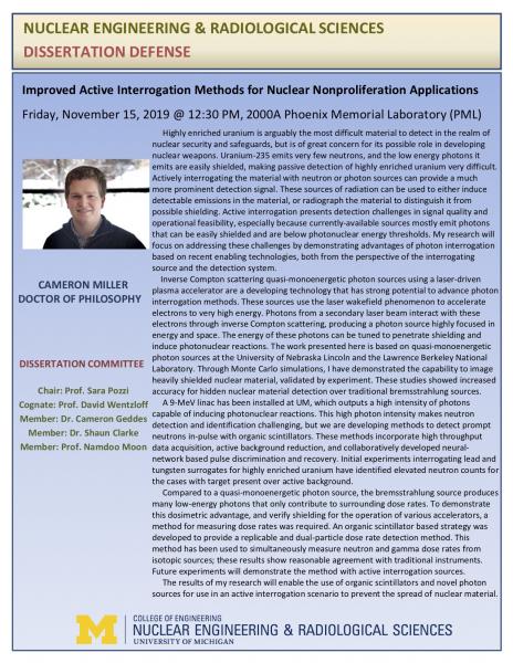 flyer for PhD Defense of Cameron Miller