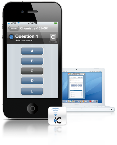 cell phone displaying iClicker app