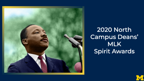 2020 North Campus Deans' MLK Spirit Awards with date, time, and location