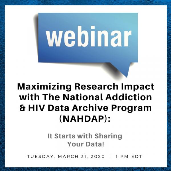 This data resource webinar will be 1 pm EDT on March 31, 2020.