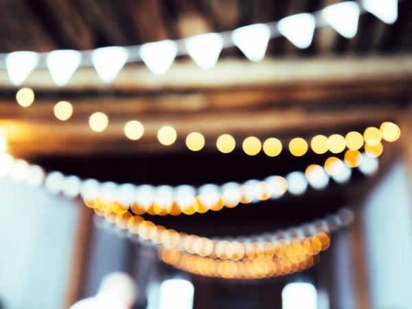 Overhead string lights hanging