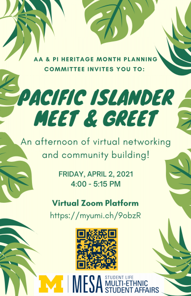 A flier with tropical green leave design all around