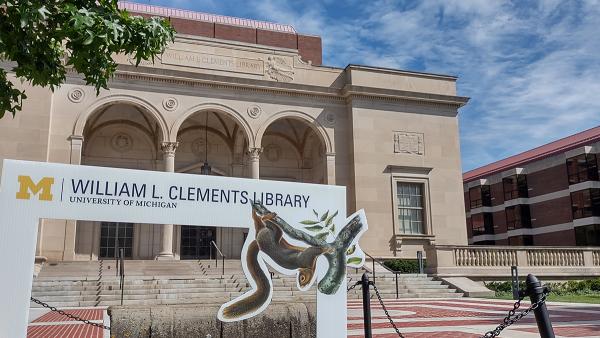 In Front of the Clements Library with the Audubon Squirrel Photo-Op