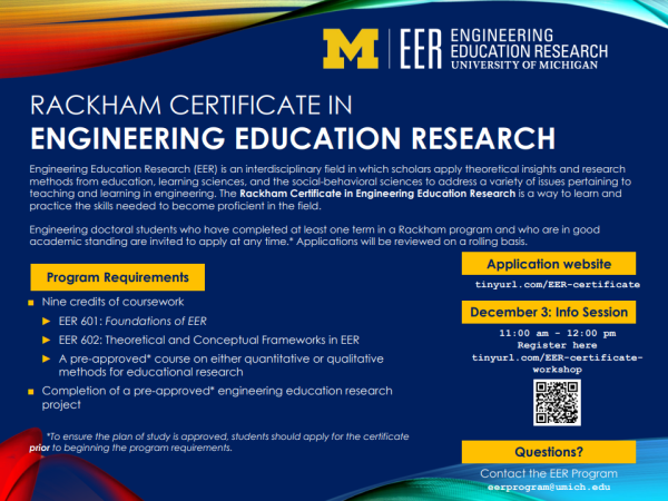 Engineering Education Research Information Session: EER Certificate and Master's Degree