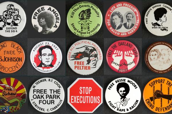 Pinback buttons from the Joseph A. Labadie Collection, Special Collections Research Center.